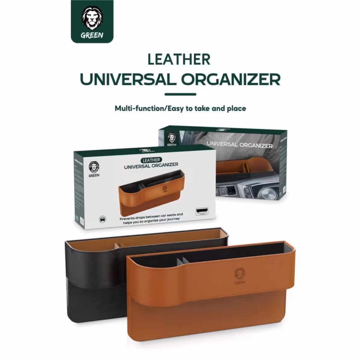نظم دهنده چرمی GREEN مناسب صندلی ماشین مدل Universal