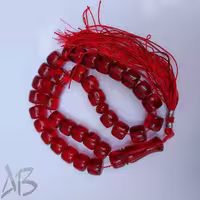 تسبیح سندلوس 33 دانه بودار تراش استوانه ای از شمش کمیاب آلمانی (تراش هنگ کنگ) کد 858 آقابزرگ