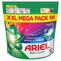 مشخصات، خرید و قیمت قرص ماشین لباسشویی هلندی آریل Ariel All-In-1 Pod’s washing مناسب لباس های رنگی بسته 58 عددی ⭐️ ویان مارکت