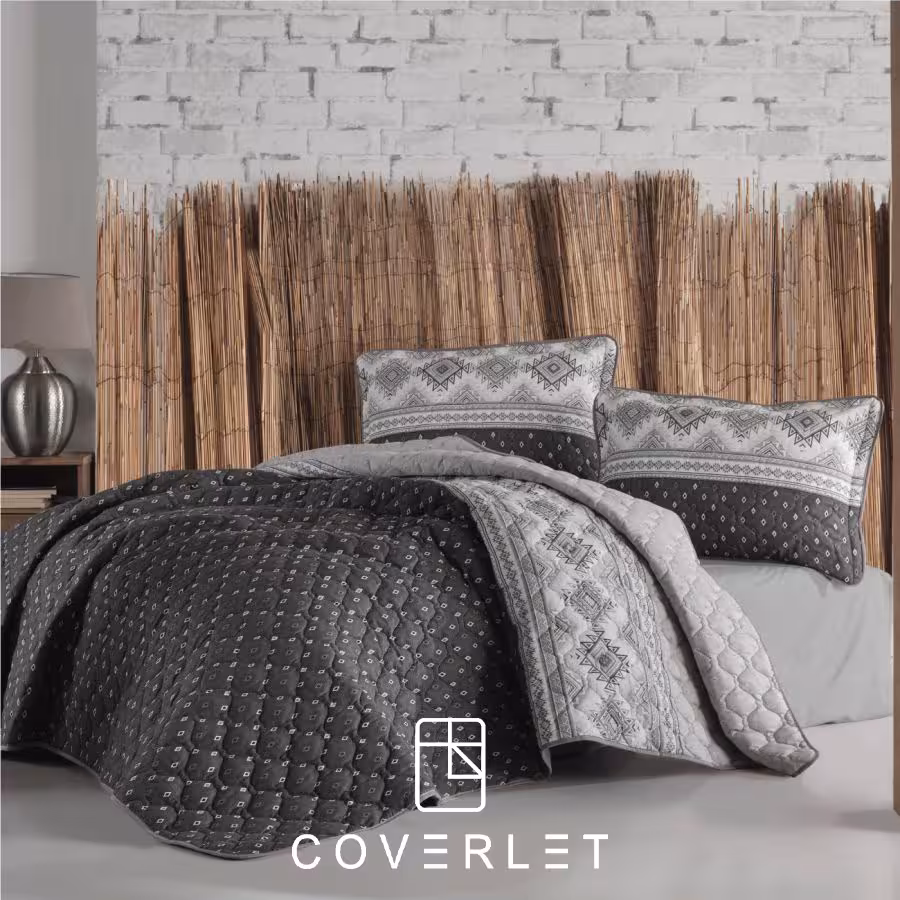 روتختی پنبه دوزی ذغالی یکنفره طرح‌دار مدل Astera