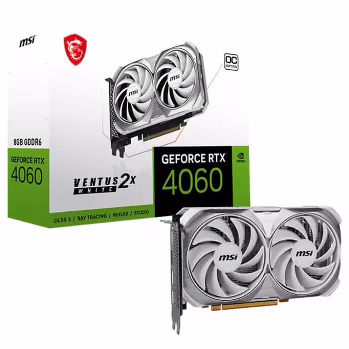 کارت گرافیک ام اس آی مدل Ventus 2X GeForce RTX 4060 OC White با ظرفیت 8 گیگابایت