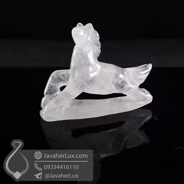 مجسمه سنگ کریستال کوارتز تراش اسب _ کد : 400592