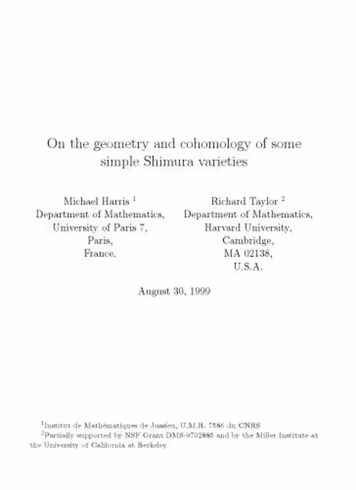 خرید و دانلود نسخه کامل کتاب On the geometry and cohomology of some simple Shimura varieties