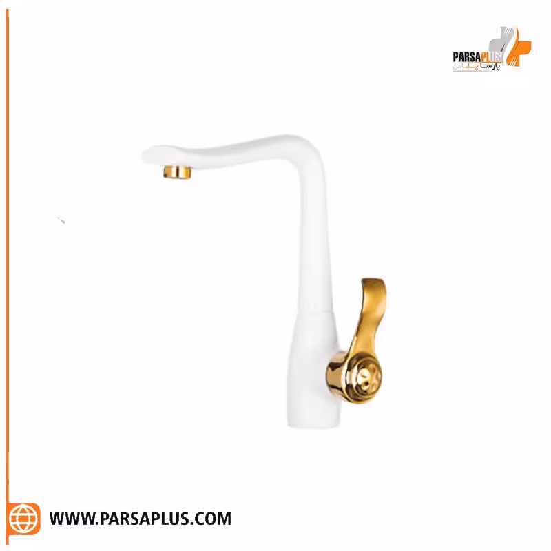 شیر آشپزخانه دوان مدل گلاژ سفید طلایی