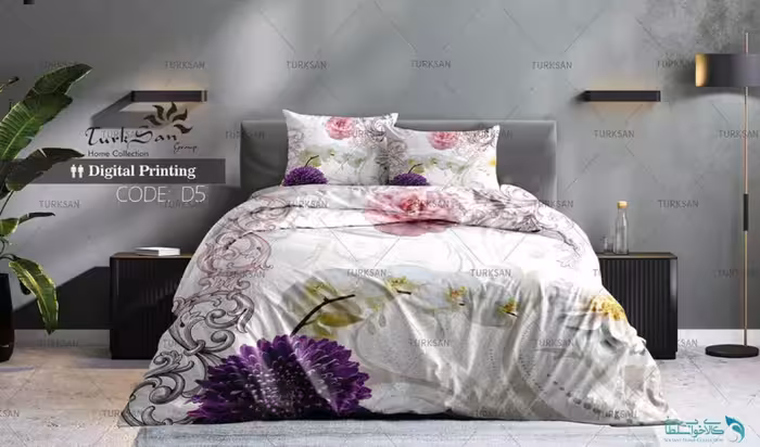روتختی طرح گل داوودی بنفش دو نفره برند ترکسان کد ND5