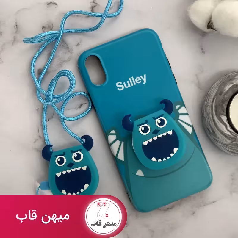 قاب موبایل آیفون سالیوان مایک ژله ای براق پرینتی   پاپ سوکت و بند ست - کد (99910)