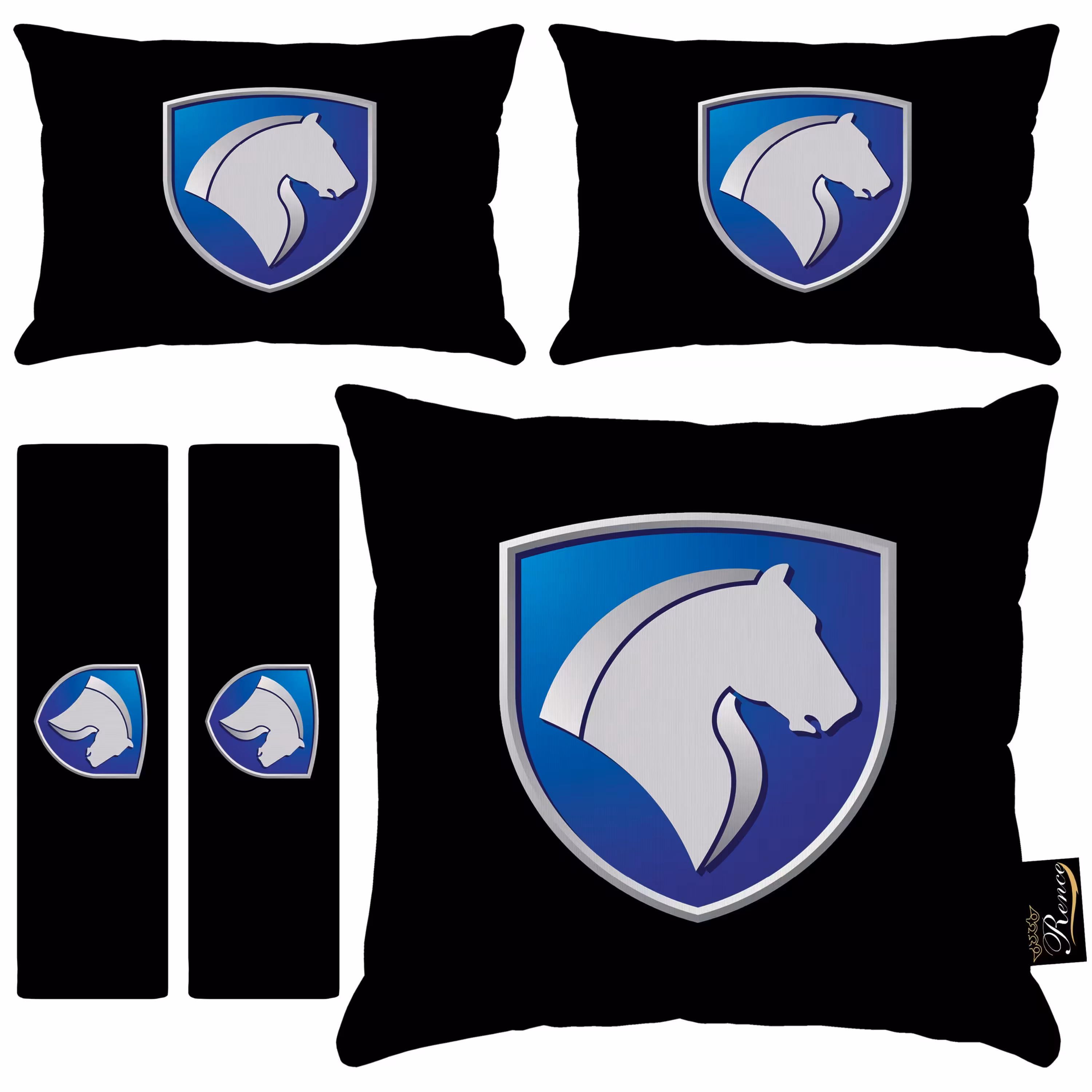 پشت گردنی و کوسن و کاور کمربند ایمنی صندلی خودرو طرح سمند پارچه مخمل سایز 18 در 25 مدل R9-50936 شرکت رنس