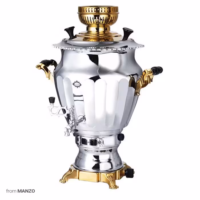 سماور گازی عالی نسب مدل نگین نفیس طلایی