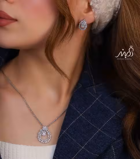 💍نیم ست جواهری خاص و زيبا نقره عیار 925 (آويز و گوشواره )(N_4376)‌‌‌‌‌‌ ‌