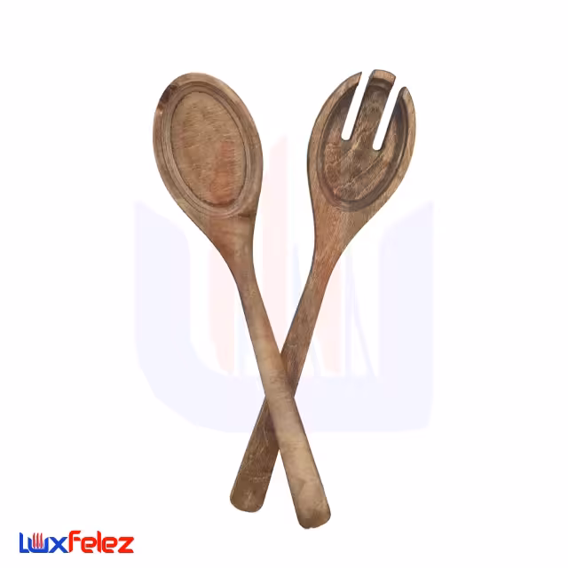 قاشق و چنگال سالادخوری مدل چوبی