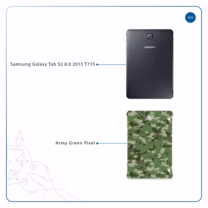 برچسب پوششی ماهوت مدل Army-Green-Pixel مناسب برای تبلت سامسونگ Galaxy Tab S2 8.0 2015 T715