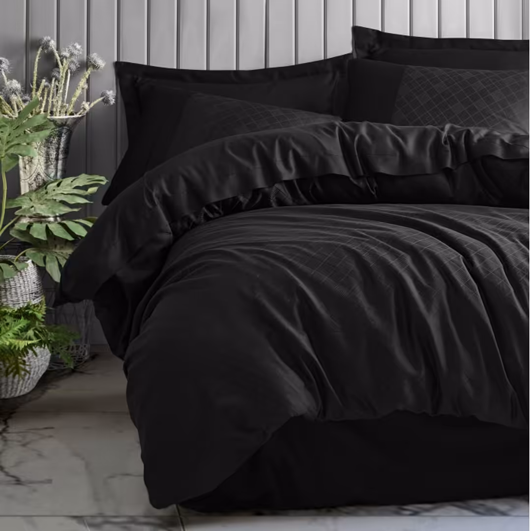 سرویس روتختی کاتن باکس مدل Jakarli Dama Siyah دو نفره 6 تکه