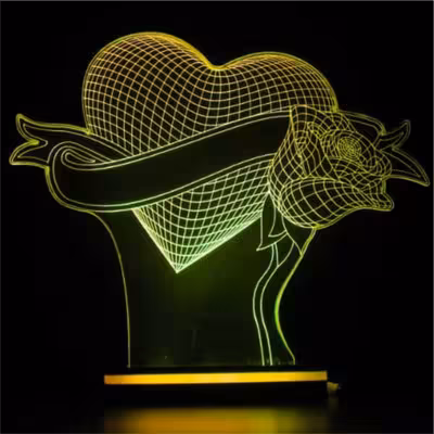 چراغ خواب طرح عاشقانه قلب و گل