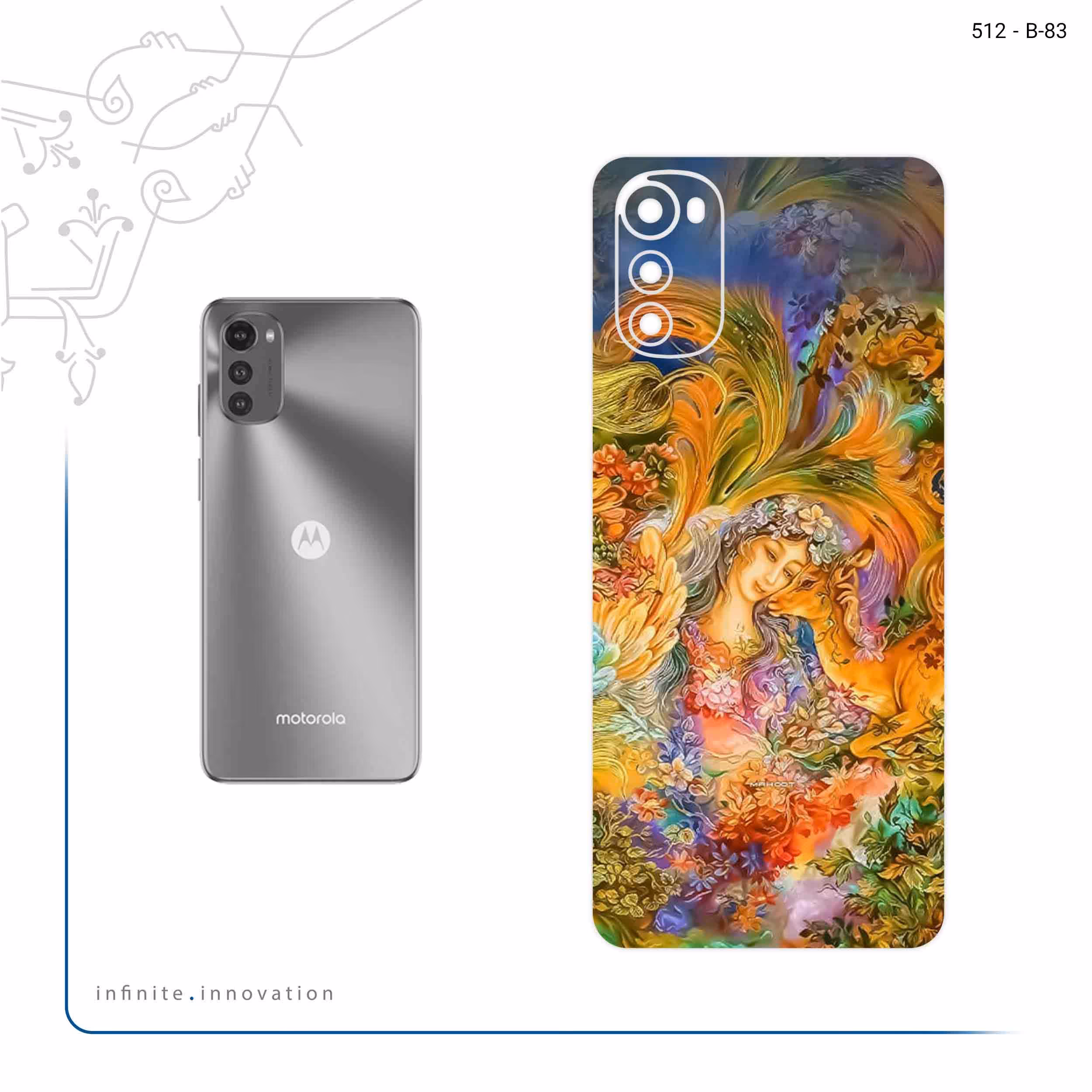 برچسب پوششی ماهوت مدل Persian miniature 3 مناسب برای گوشی موبایل موتورولا Moto E32s