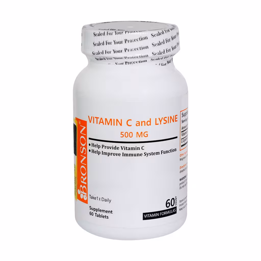 قرص ویتامین C و لیزین 500 میلی گرم برونسون 60عدد | Bronson Vitamin C and Lysin 500 Mg