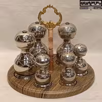 جا ادویه مسی زنجان آبکاری کروم طرحدار | ست سماق پاش مسی و نمکدان مسی | مدل سماق