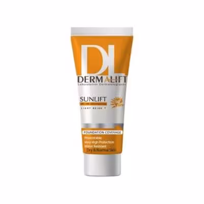 کرم ضد آفتاب SPF50 درمالیفت مناسب پوست های خشک و معمولی شماره 1 حجم 40 میلی لیتر - بژ روشن