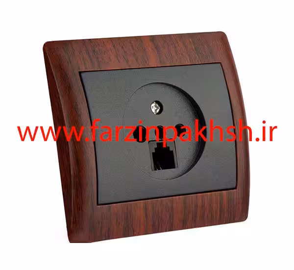 پریز سوکت تلفن دوکاره توکار دلند مدل آریا چوب ماها گونی