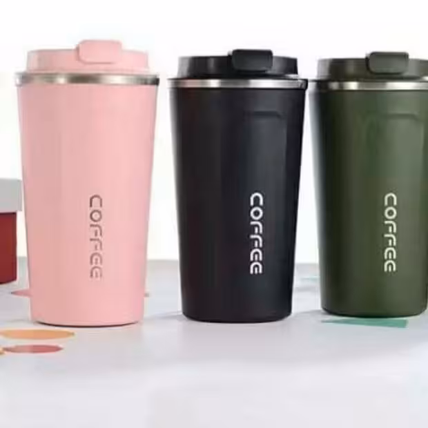 ماگ سفری مدل coffee گنجایش 380 میلی لیتر سرمه ای