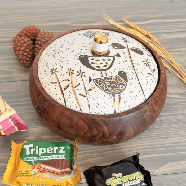 شکلات خوری چوبی مهر درب سرامیکی بزرگ طرح دو