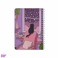 دفترچه یادداشت ۸۰ برگ بامبیلیپ مدل چوبی طرح گربه و پنجره پرستاره کد 5608316