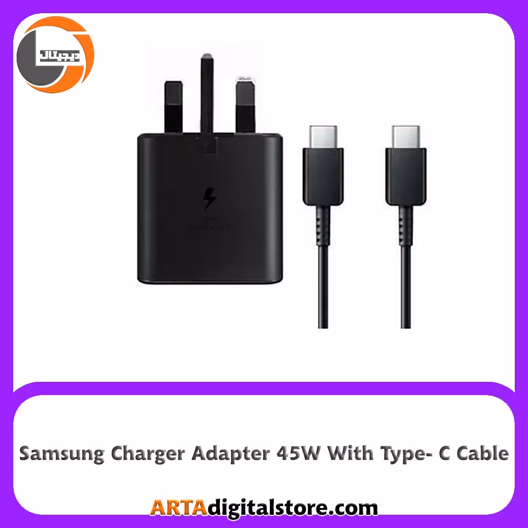 شارژر 45 وات سامسونگ به همراه کابل Adapter Samsung 3Pin 45W With Type- C Cable Black