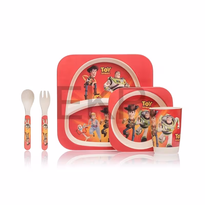 ظرف غذای کودک بامبو فایبرسرویس غذاخوری ست 5 تکه طرح داستان اسباب بازی کد30101061