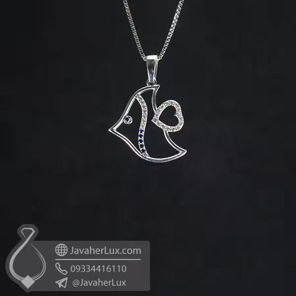 گردنبند نقره طرح ماهی _ کد : 100741