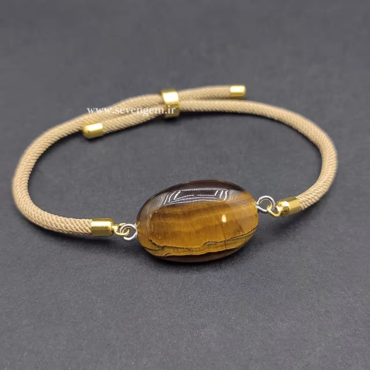 دستبند زنانه سنگ چشم ببر (کدA764)