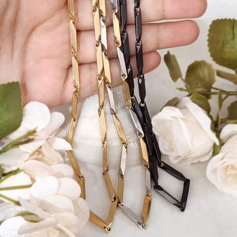 زنجیر تراش استیل رنگ ثابت مشابه طلا اسپورت مردانه