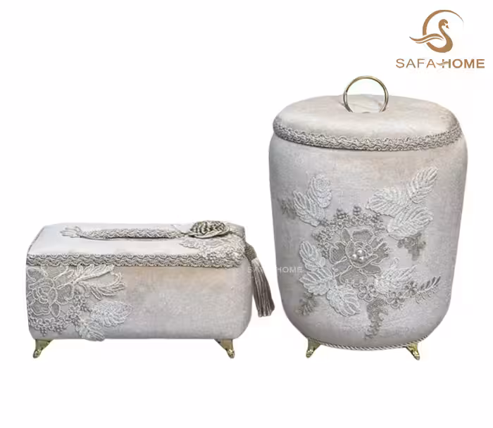 ست جا دستمال کاغذی و سطل زباله عروس کلارا شیری