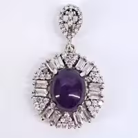گردنبند نقره (مدالی) اصل زنانه جدید با نگین آماتیست (آماتیس) درشت آقابزرگ کد Med79