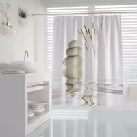 پرده حمام دلفین مدل Stone and Reed سایز 180×200 سانتی متر