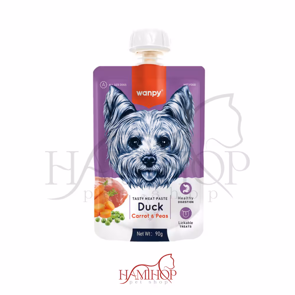 پودینگ سگ ونپی با طعم اردک و هویج و نخود سبز Wanpy Duck & Carrot & Pea وزن 90 گرم