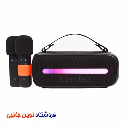 اسپیکر قابل حمل پرودو مدل PD-STWLEP029-BK ا Porodo PD-STWLEP029-BK Soundtec 24W Speaker with Dual Wireless Microphone (تک/عمده)