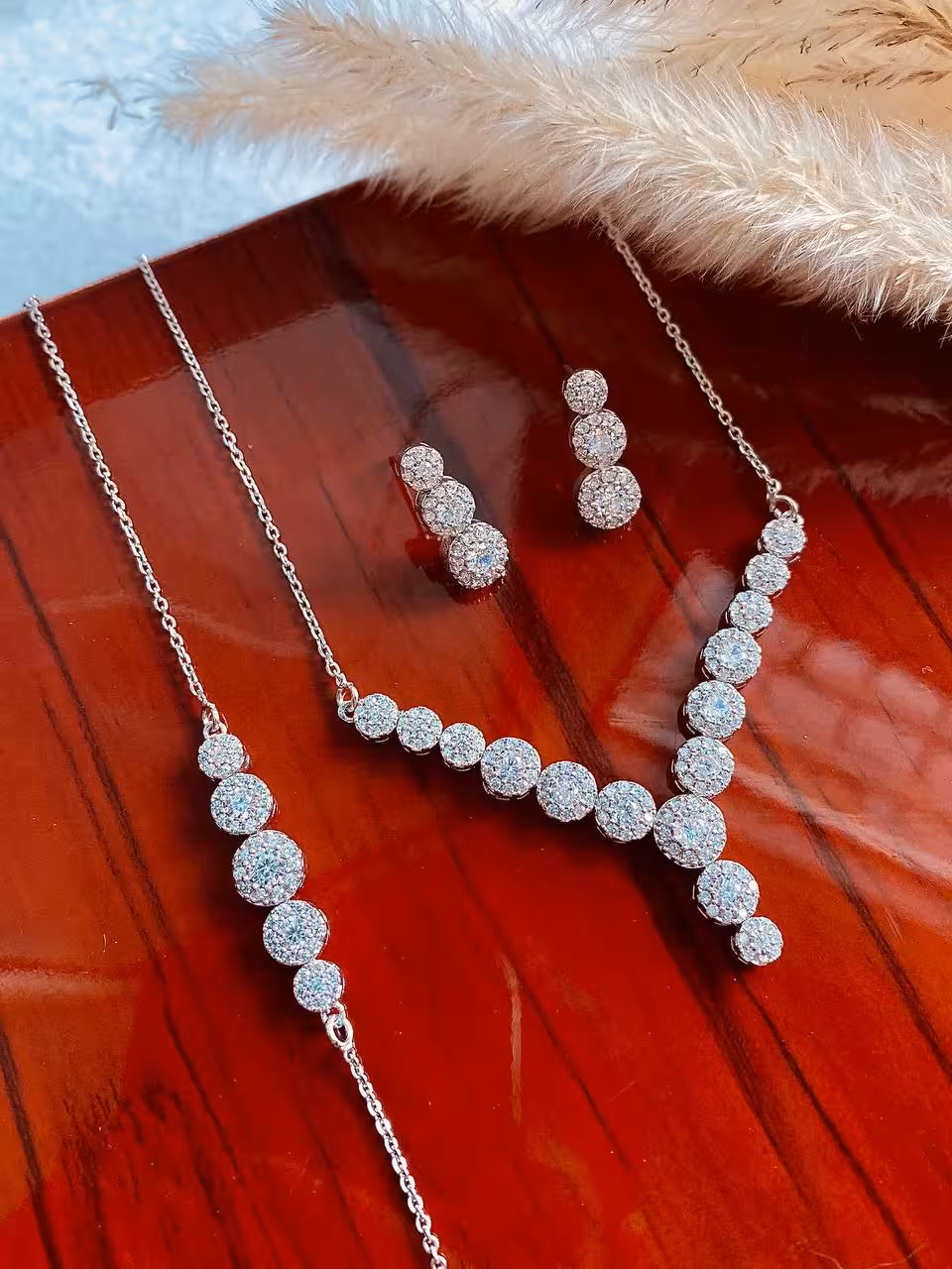 سرویس نقره زنجیری زنانه کد 60044