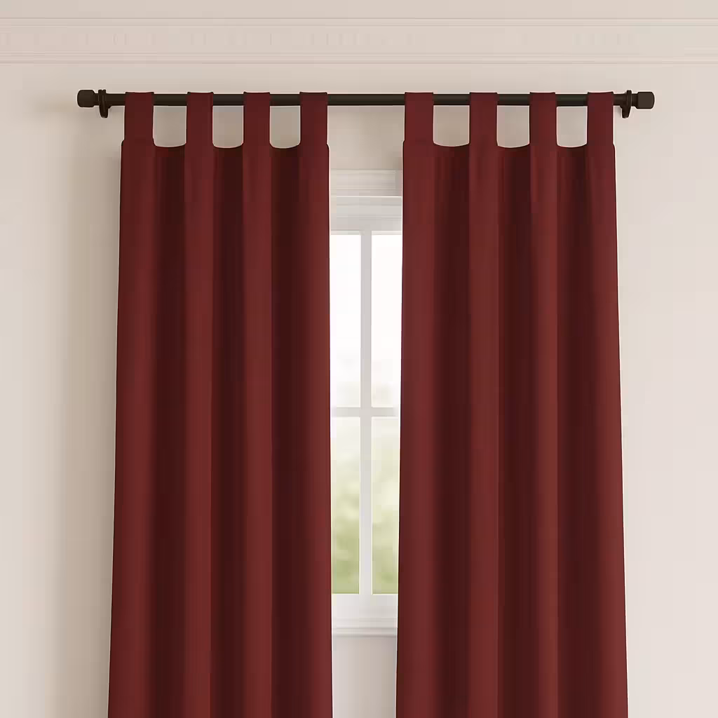 پرده بندینک‌دار کتان زرشکی