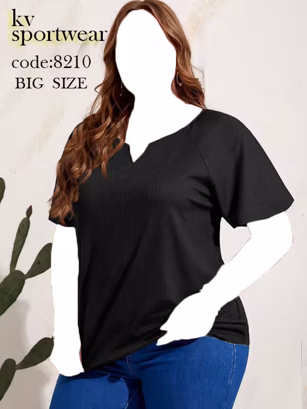 تیشرت نخی کبریتی سایز بزرگ ورزشی زنانه کد 001