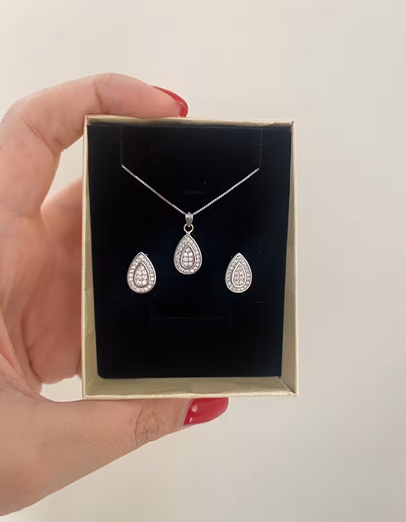 نیمست اشک ایتالیایی جواهری نقره کد 00617