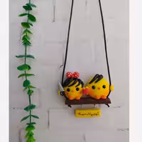 آویزماشین جوجه دوتایی دختر پسر وسط قلب | amazonchi