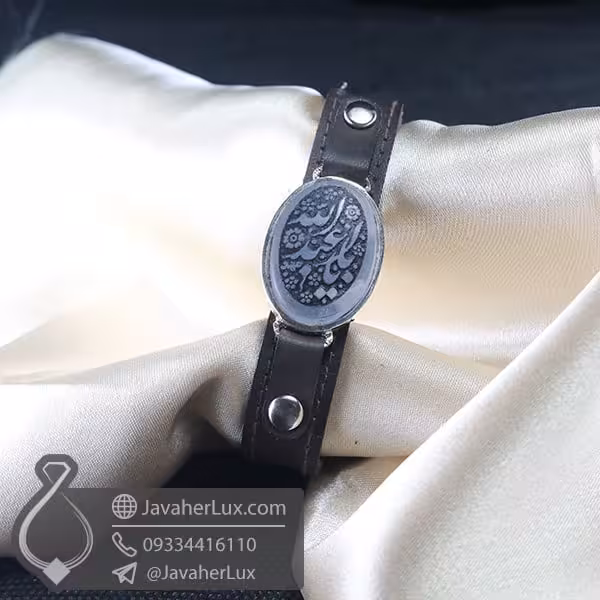 دستبند عقیق کبود حکاکی یا ابا عبدالله _ کد : 400759