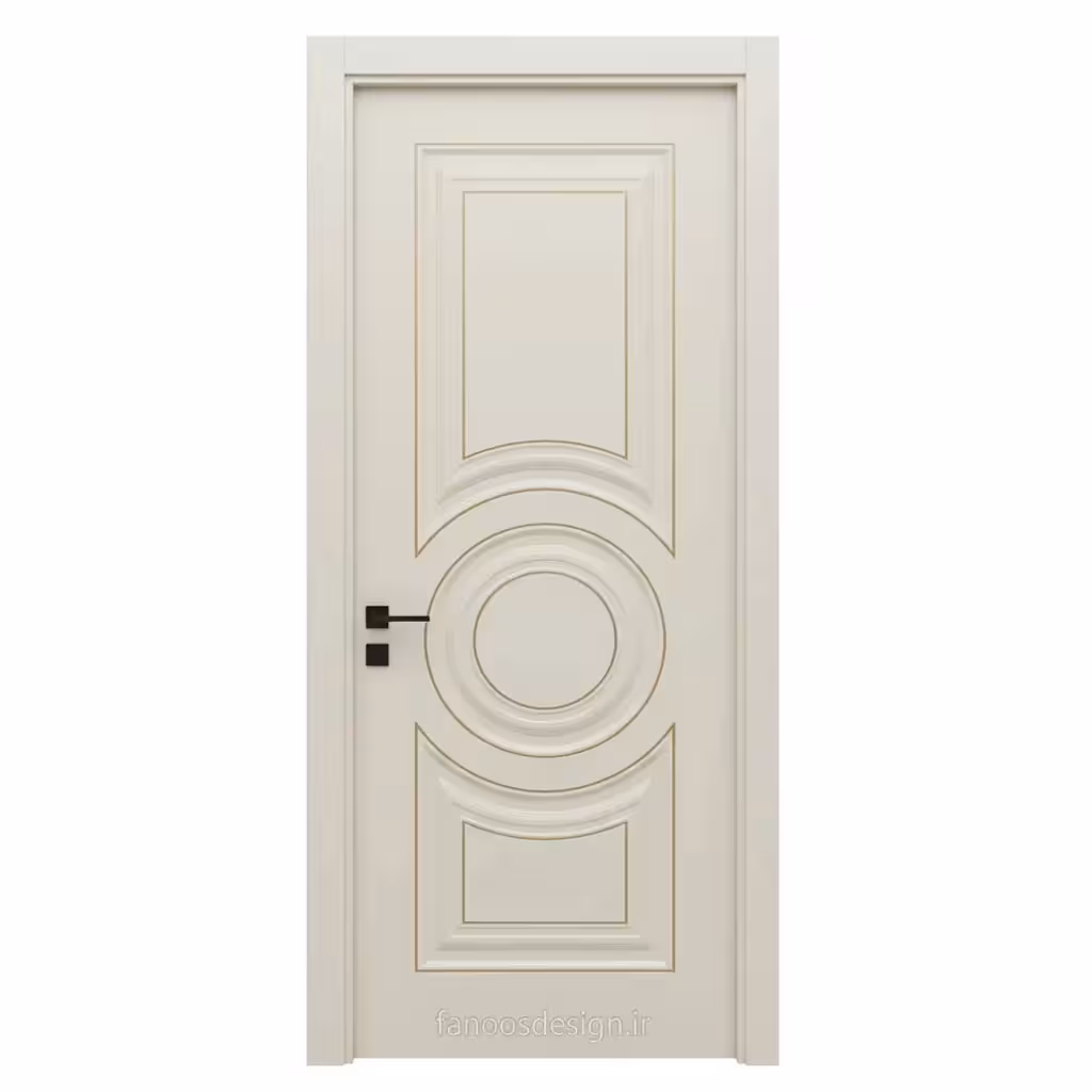 درب اتاق کلاسیک MDF با خطوط طلایی تزئینی (طرح قاب‌دار برجسته)کد 30604