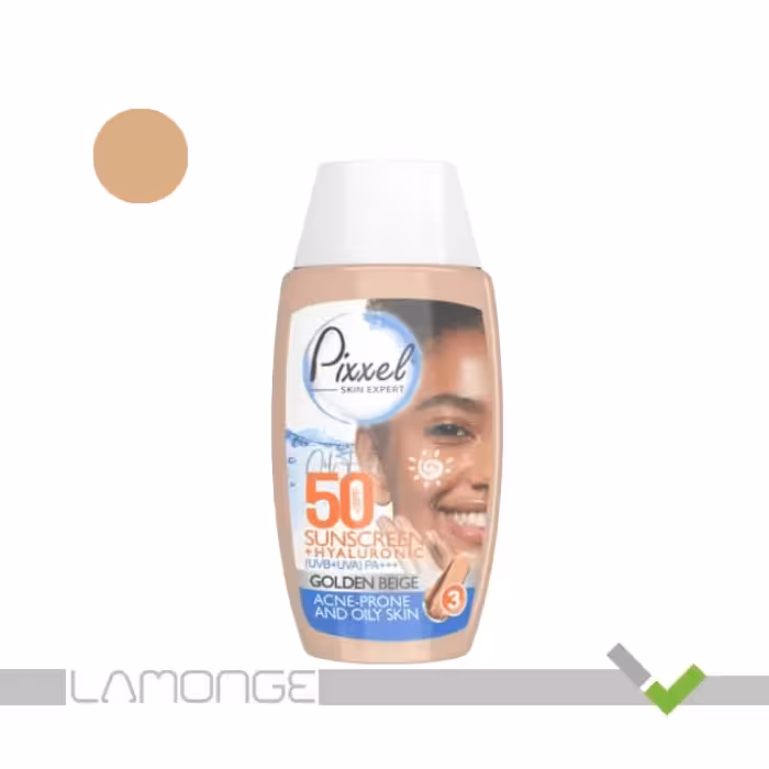 کرم ضد آفتاب SPF50 بژ طلایی پیکسل مناسب پوست چرب حجم 50 میلی لیتر