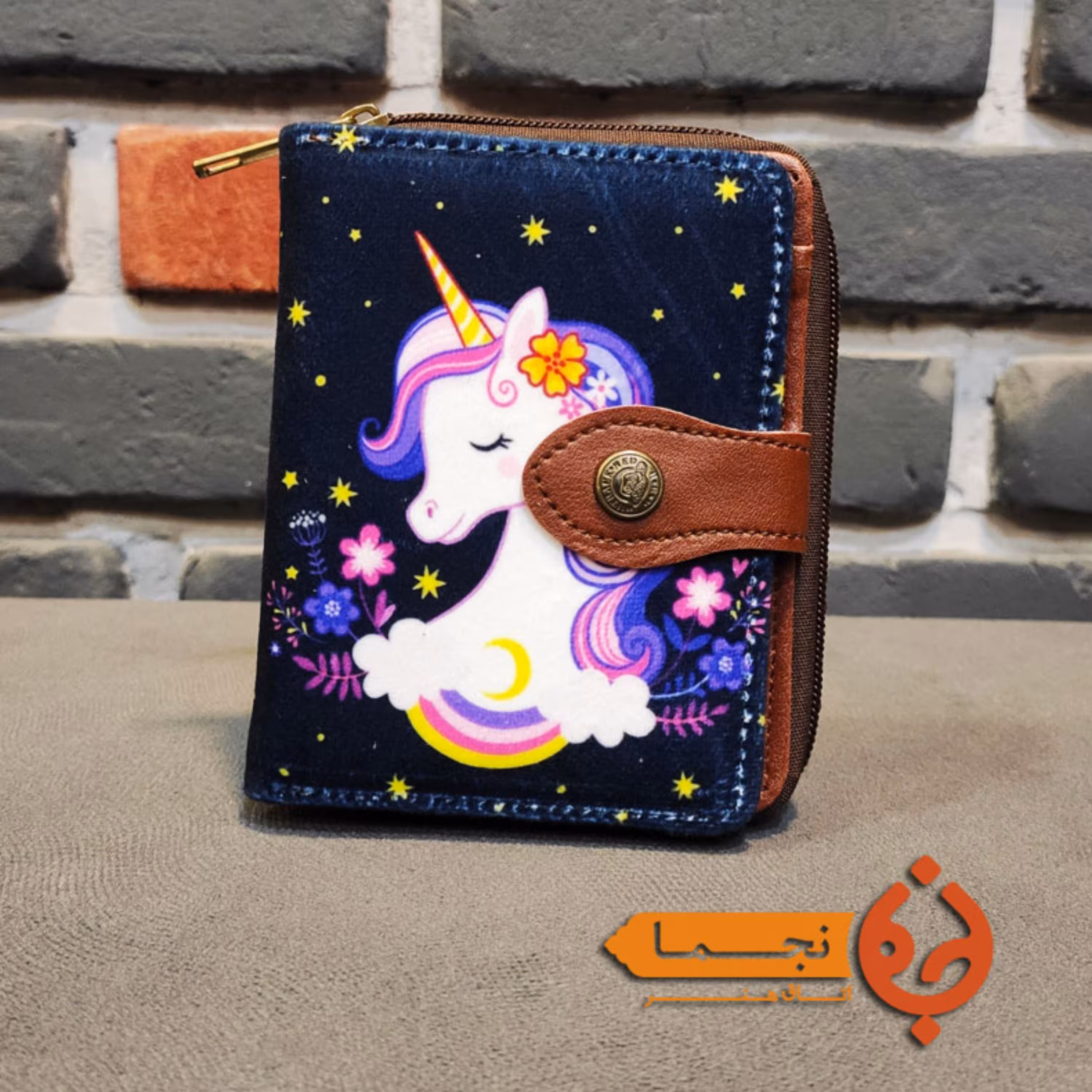 کیف پول کتی دبل مخمل کوبیده طرح یونیکرن کد D02
