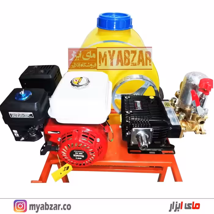 سمپاش 100 لیتری موتور طرح هوندا 6.5 اسب با پمپ 45 بار مشکی طرح رینو پاور