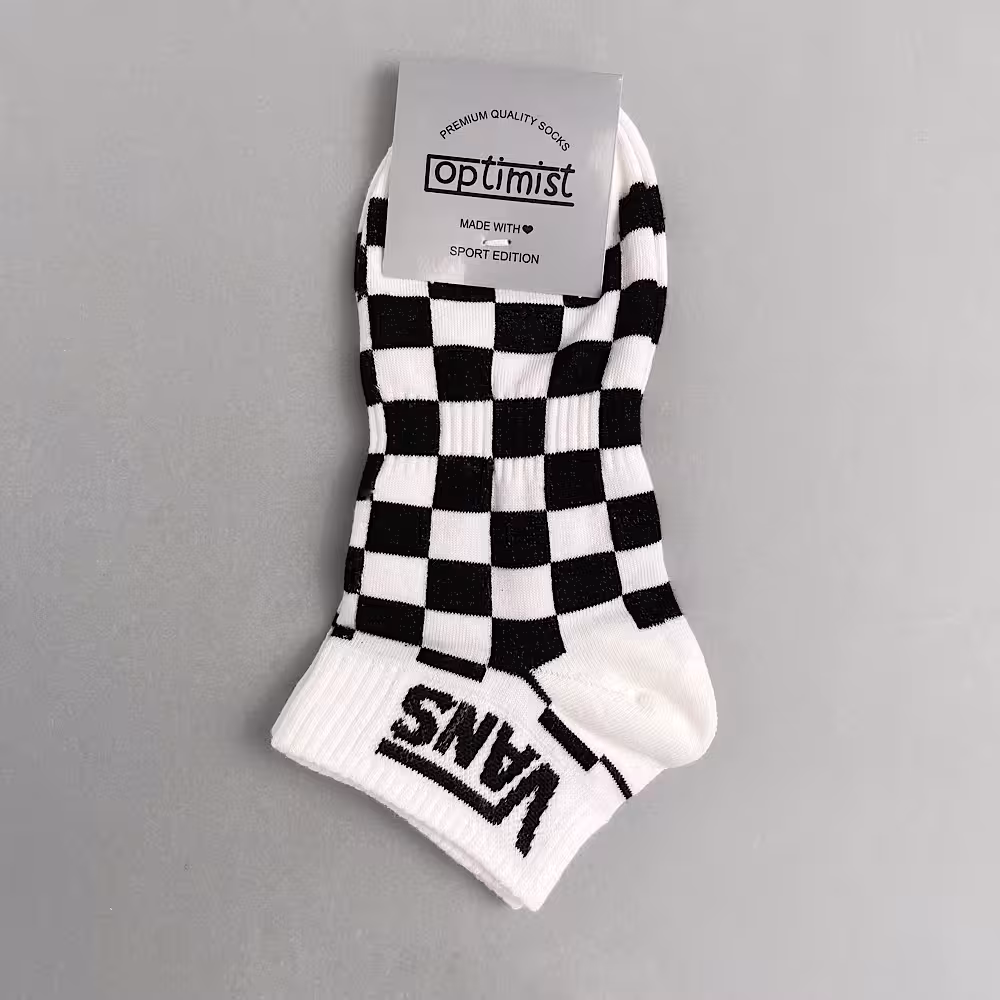 جوراب مچی آپتیمیست طرح ونس شطرنجی سفید