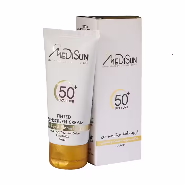 کرم ضد آفتاب رنگی مدیسان SPF50 برای پوست معمولی و خشک 50 میل