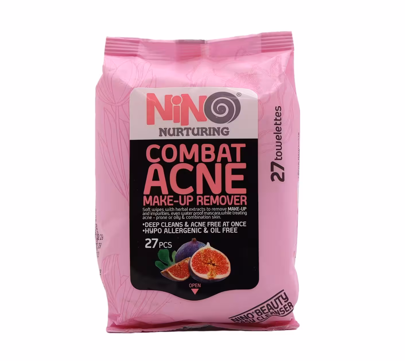 دستمال مرطوب آرایش پاک کن ضدآکنه نینو 27 عددی