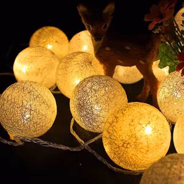 ریسه توپ کنفی رنگ نارنجی 20 عددی دو متری برقی