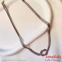 گردنبند دخترانه پینترستی استیل مدل دولاین هرینگبون گره رنگ نقره ای کد GNB161792W